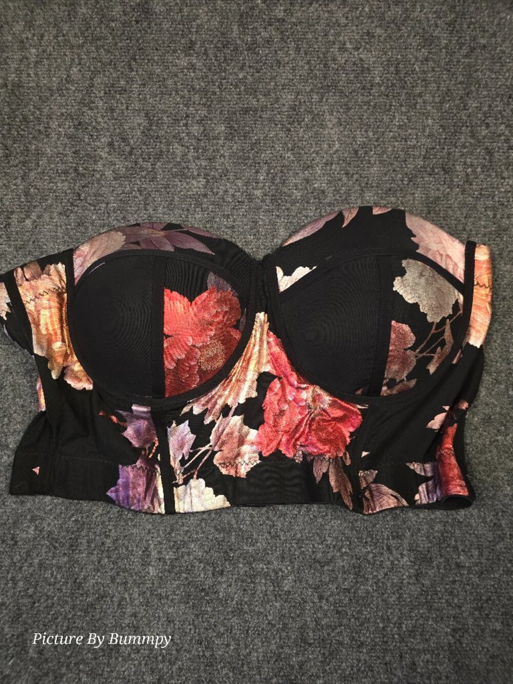 Like An Angel Floral Strapless Corset Bustier Top - 2X